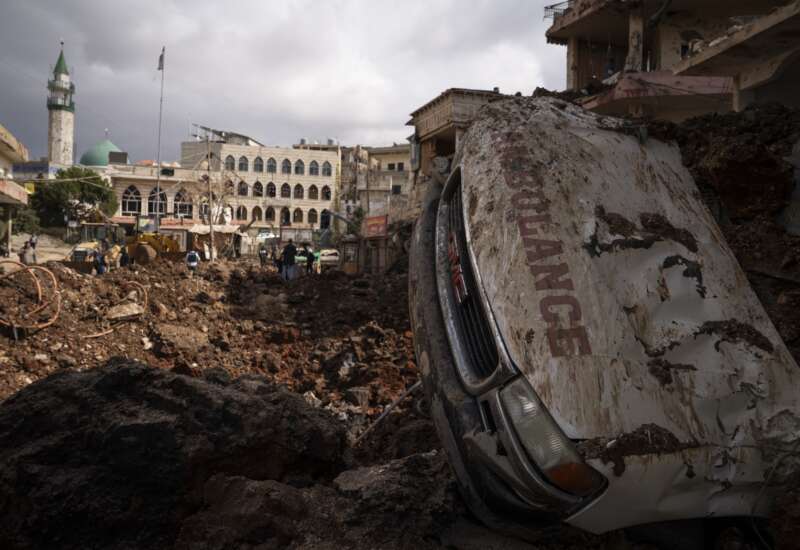 Aftermath of the IDF attacks are seen on March 7, 2026 in Nabi Chit, Lebanon.